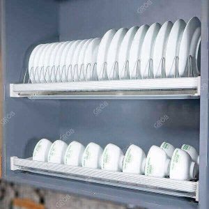 Giá bát đĩa cố định 2 tầng Grob inox bóng GS180