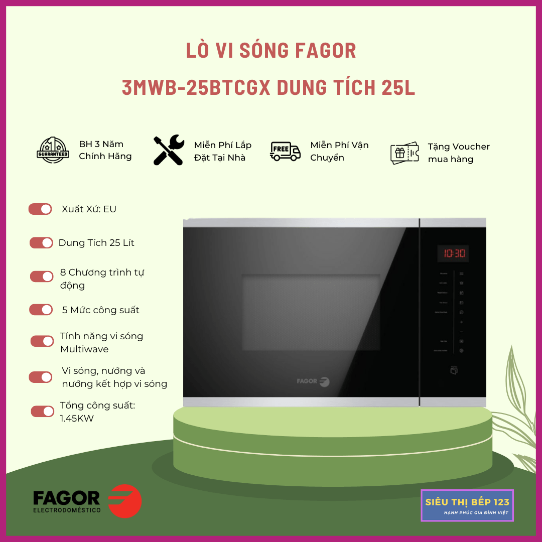 Lò vi sóng Fagor 3MWB-25BTCGX Dung Tích 25 Lít