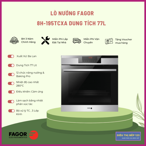 Lò nướng Fagor 8H-195TCXA dung tich 77L nhiệt phân
