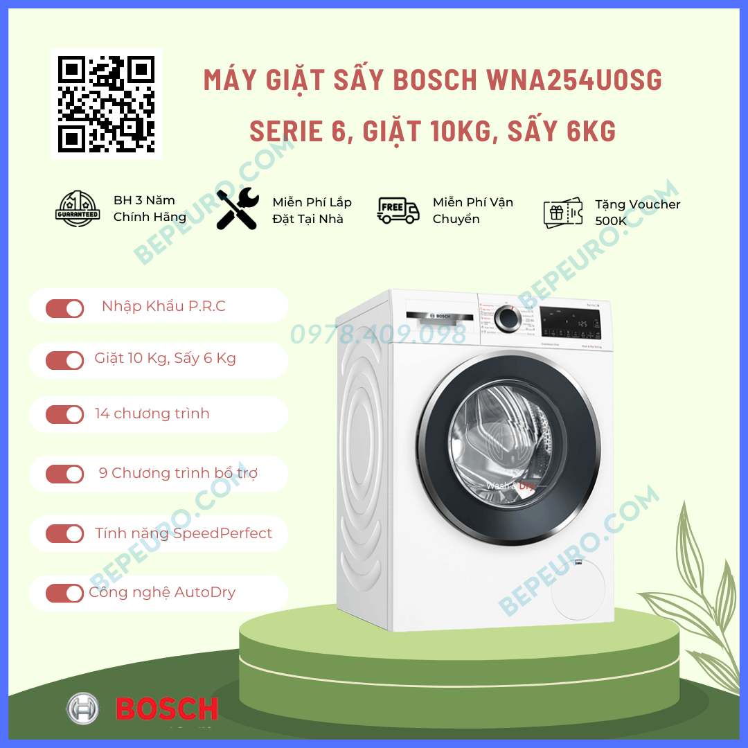 Review máy giặt sấy Bosch WNA254U0SG Seri 6 10/6KG 1 Review máy giặt sấy Bosch WNA254U0SG Seri 6