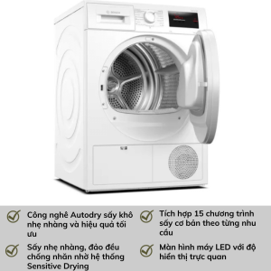 THẾ GIỚI BẾP CHÂU ÂU 473 Máy Sấy Bơm Nhiệt Bosch WTH83028SG-001