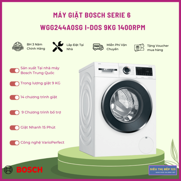 MÁY GIẶT BOSCH WGG244A0SG I-DOS 9KG SERI 6