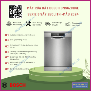 THẾ GIỚI BẾP CHÂU ÂU 7 Máy Rửa Bát Bosch Sms6zci16e Serie 6 Sấy Zeolith