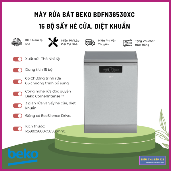 Máy rửa bát Beko BDFN36530XC