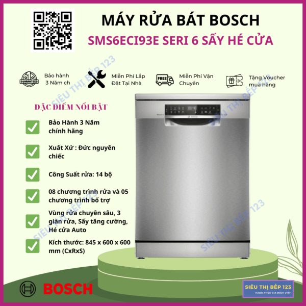 MÁY RỬA BÁT BOSCH SMS6ECI93E HOME CONNECT
