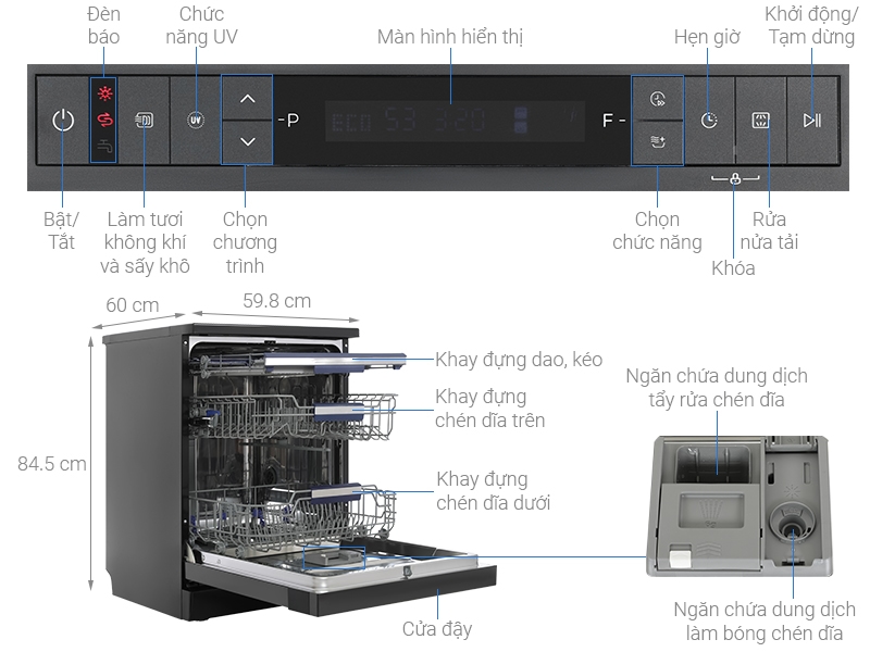Máy Rửa Bát Hafele HDW-F605B 535.29.660 với 14 bộ 4 Máy Rửa Bát Hafele HDW-F605B 535.29.660 với 14 bộ