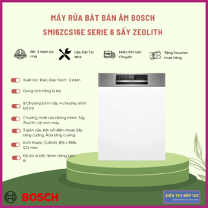 MÁY RỬA BÁT BOSCH SMI6ZCS16E SERIE 6 BÁN ÂM