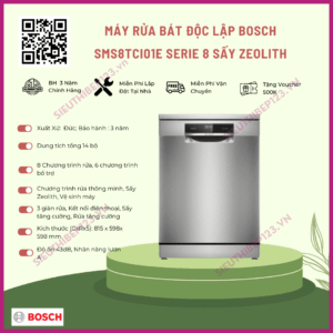 MÁY RỬA BÁT BOSCH SMS8TCI01E SERIE 8 ĐỘC LẬP