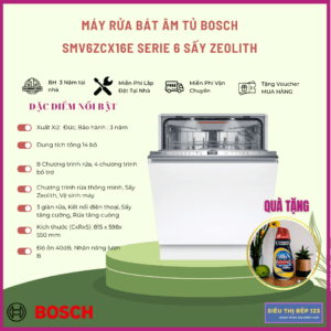 MÁY RỬA BÁT BOSCH SMV6ZCX16E SERIE 6 ÂM TỦ
