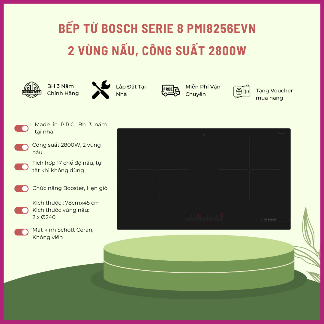 BẾP TỪ ĐÔI BOSCH PMI82566VN SERIE 8 3 BẾP TỪ ĐÔI BOSCH PMI82566VN SERIE 8