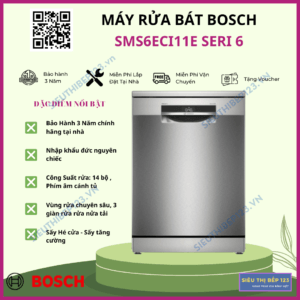MÁY RỬA BÁT BOSCH SMS6ECI11E SERIE 6 SẤY HÉ CỬA