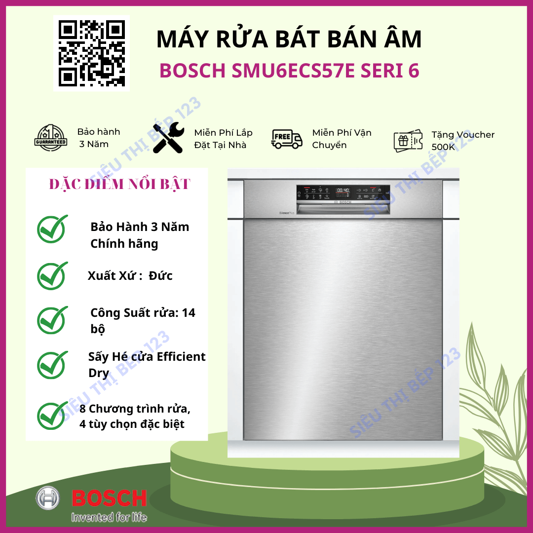 MÁY RỬA BÁT BOSCH SMU6ECS57E SERIE 6 3 MÁY RỬA BÁT BOSCH SMU6ECS57E SERIE 6